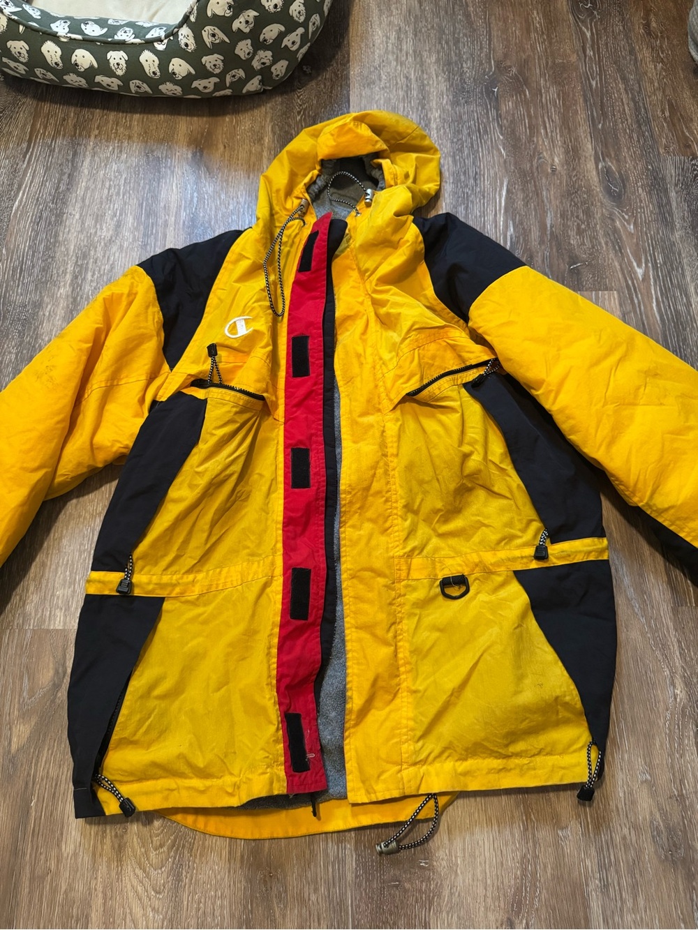 Champion Yellow, Black & Red Hooded Ski Jacket